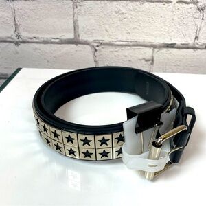 No Boundaries Black Vegan Leather Star Studded Belt Emo Belt Waist 34-38 Large